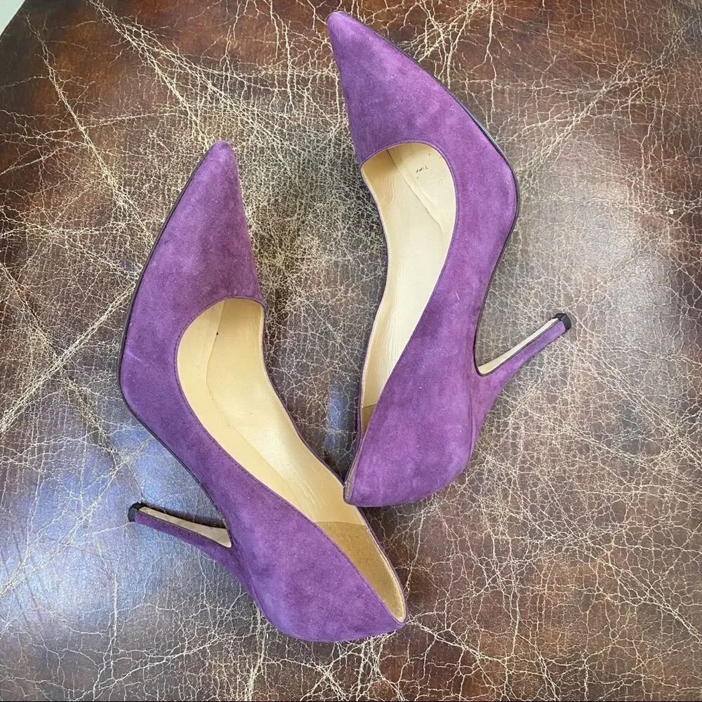 KATE SPADE purple suede leather heels pumps 6 1/2